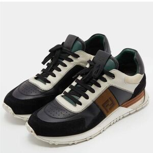 Fendi FF Logo Low Top Trainers Green Ivory Black Men's US Size 12